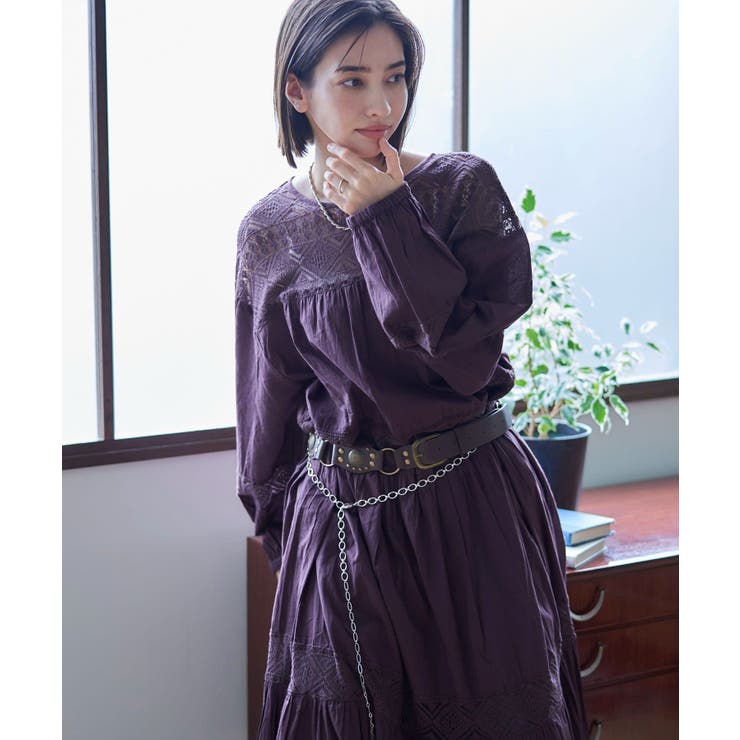 ブラウン | 【nane】レース切替ロングワンピース | RMAF　NICE CLAUP / OLIVE des OLIVE