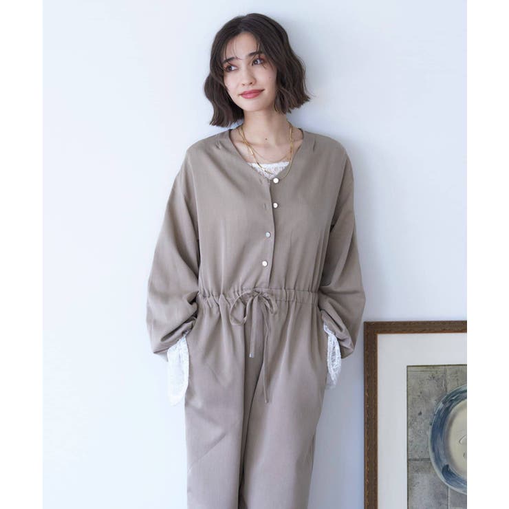 【nane】2サイズ展開、ボリュームスリーブオールインワン | RMAF　NICE CLAUP / OLIVE des OLIVE | 詳細画像9 