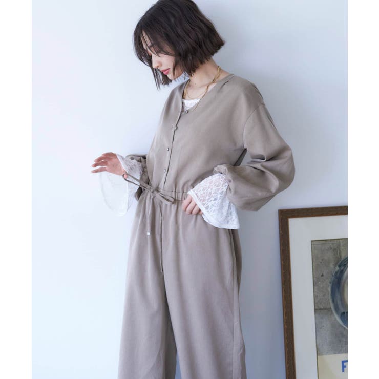 【nane】2サイズ展開、ボリュームスリーブオールインワン | RMAF　NICE CLAUP / OLIVE des OLIVE | 詳細画像3 