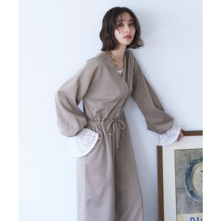 【nane】2サイズ展開、ボリュームスリーブオールインワン | RMAF　NICE CLAUP / OLIVE des OLIVE | 詳細画像4 