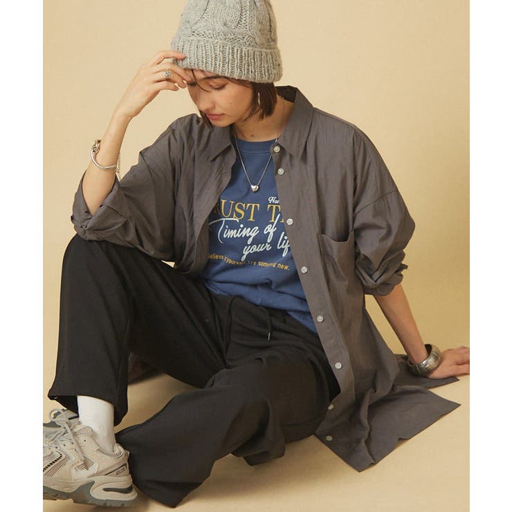 チャコール | 【nane】【@kana__18sセレクト】オーバーサイズロングシャツ | RMAF　NICE CLAUP / OLIVE des OLIVE
