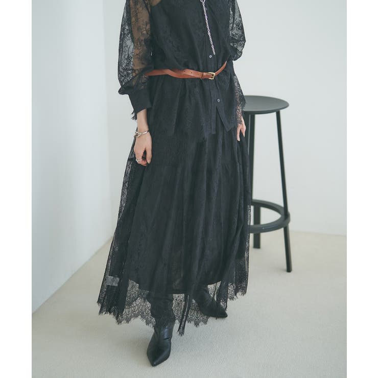 【セットアップ対応】ひげレースティアードスカート | RMAF　NICE CLAUP / OLIVE des OLIVE | 詳細画像1 