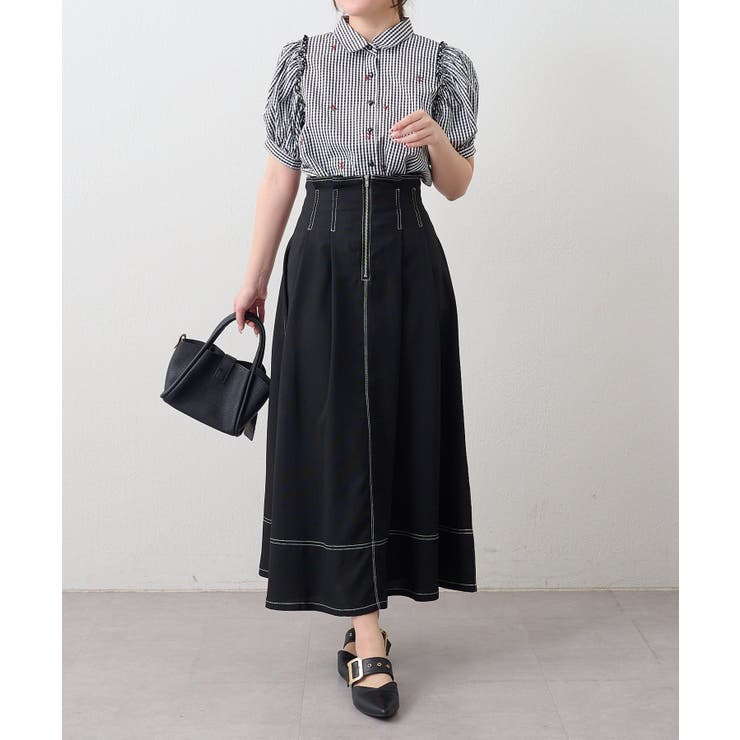 フロントジップフレアースカート | RMAF　NICE CLAUP / OLIVE des OLIVE | 詳細画像10 