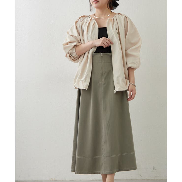 フロントジップフレアースカート | RMAF　NICE CLAUP / OLIVE des OLIVE | 詳細画像14 