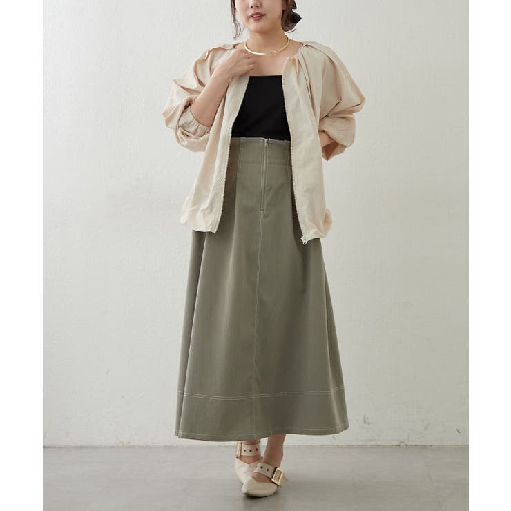 フロントジップフレアースカート | RMAF　NICE CLAUP / OLIVE des OLIVE | 詳細画像15 