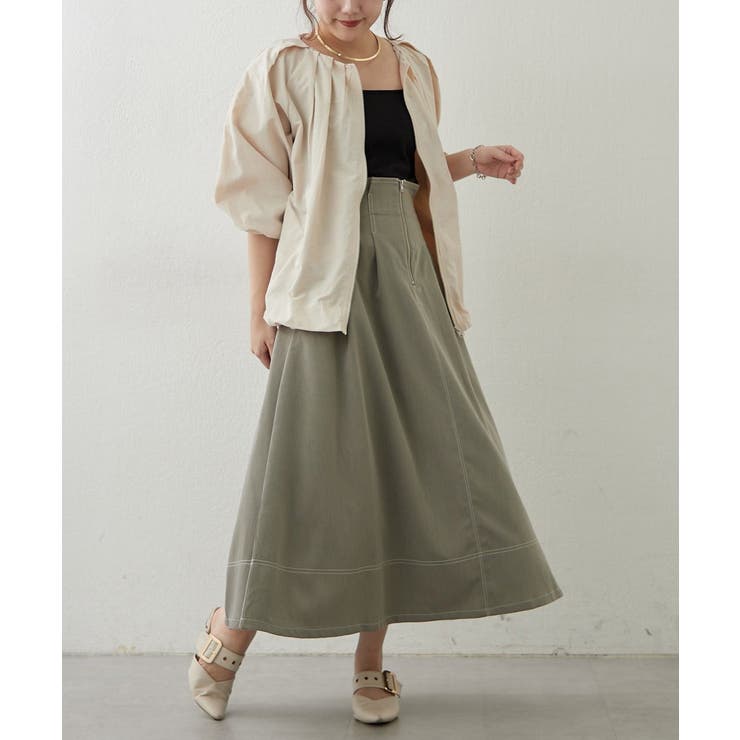 フロントジップフレアースカート | RMAF　NICE CLAUP / OLIVE des OLIVE | 詳細画像16 