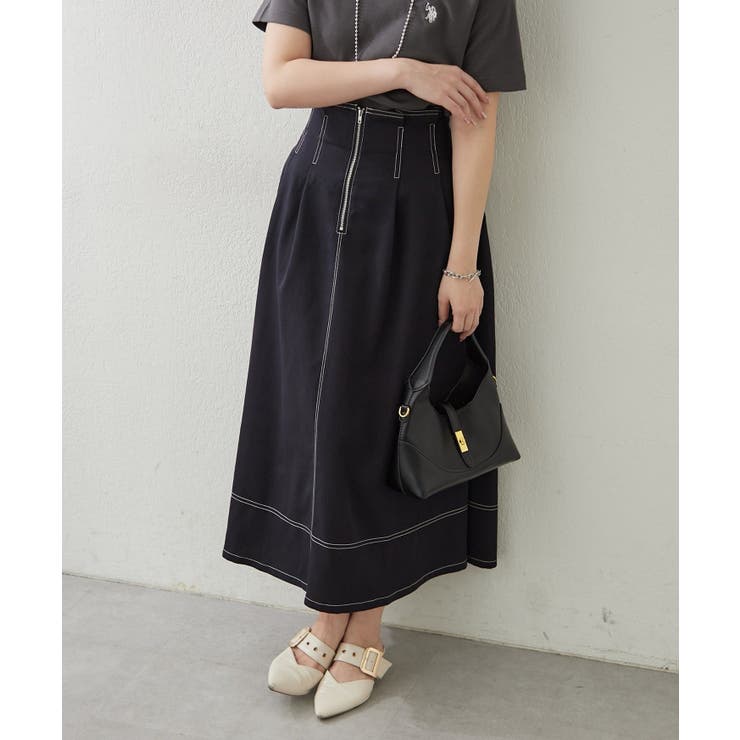 フロントジップフレアースカート | RMAF　NICE CLAUP / OLIVE des OLIVE | 詳細画像20 