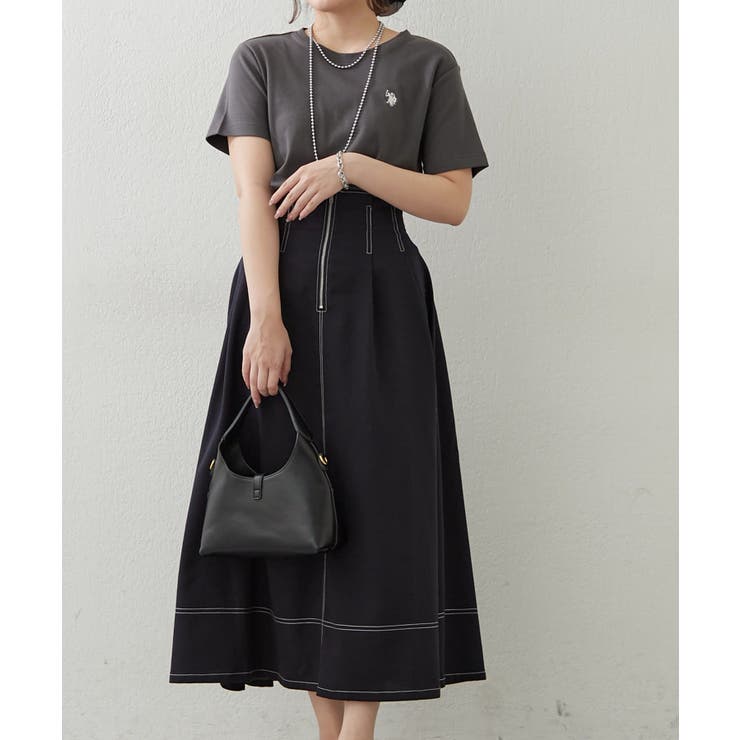 フロントジップフレアースカート | RMAF　NICE CLAUP / OLIVE des OLIVE | 詳細画像21 