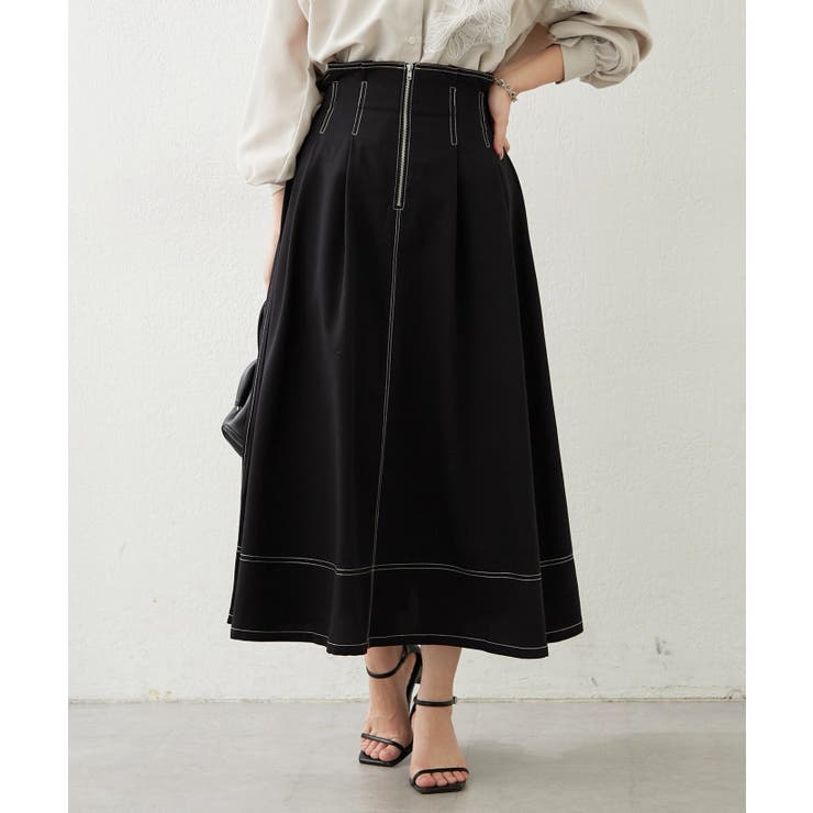 ブラック | フロントジップフレアースカート | RMAF　NICE CLAUP / OLIVE des OLIVE