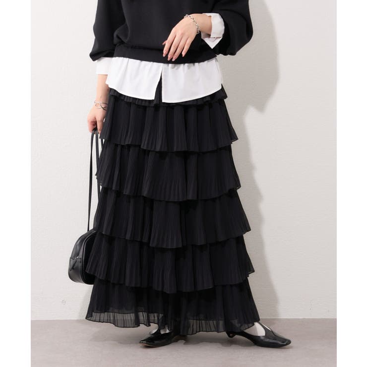 ブラック | シフォンプリーツティアードスカート | RMAF　NICE CLAUP / OLIVE des OLIVE