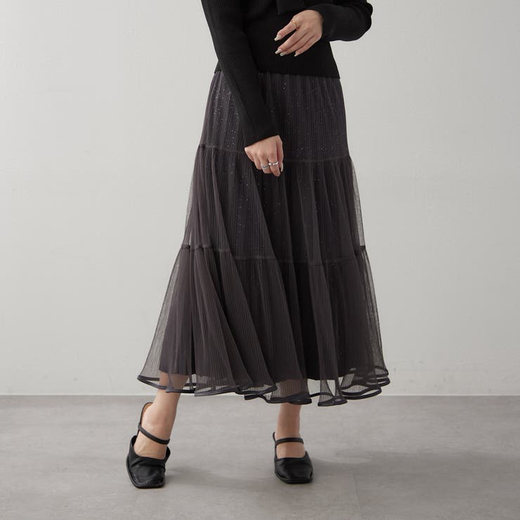 チャコール | キラキラチュールスカート | RMAF　NICE CLAUP / OLIVE des OLIVE