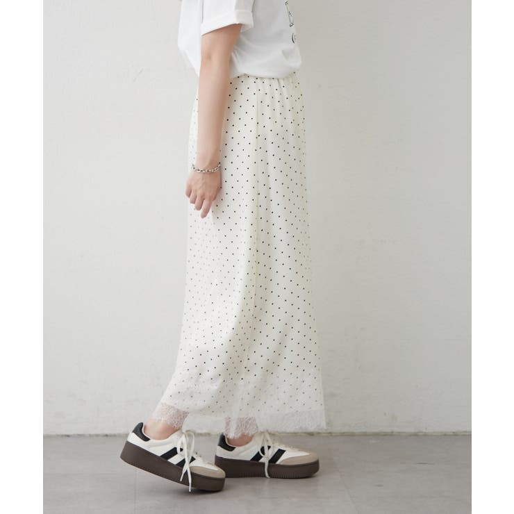 アイボリー | ドット裾レースナロースカート | RMAF　NICE CLAUP / OLIVE des OLIVE
