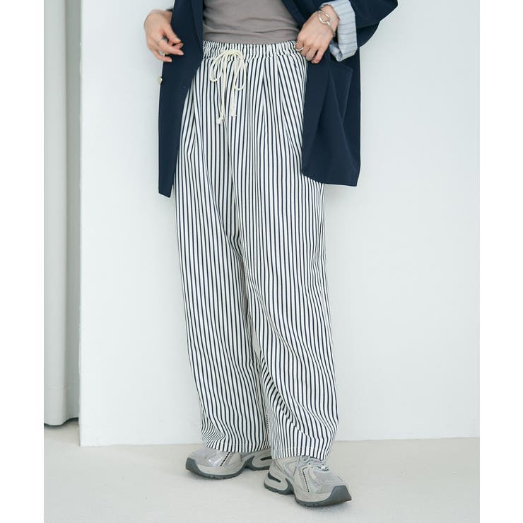 ネイビー | ストライプイージーパンツ | RMAF　NICE CLAUP / OLIVE des OLIVE
