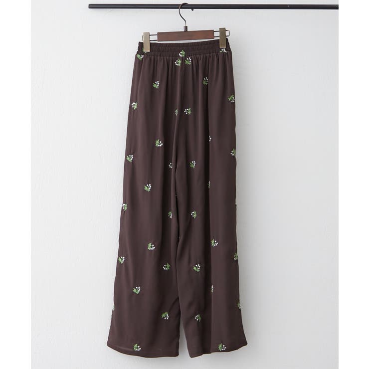 ブラウン | 【セットアップ対応】花刺繍イージーパンツ | RMAF　NICE CLAUP / OLIVE des OLIVE