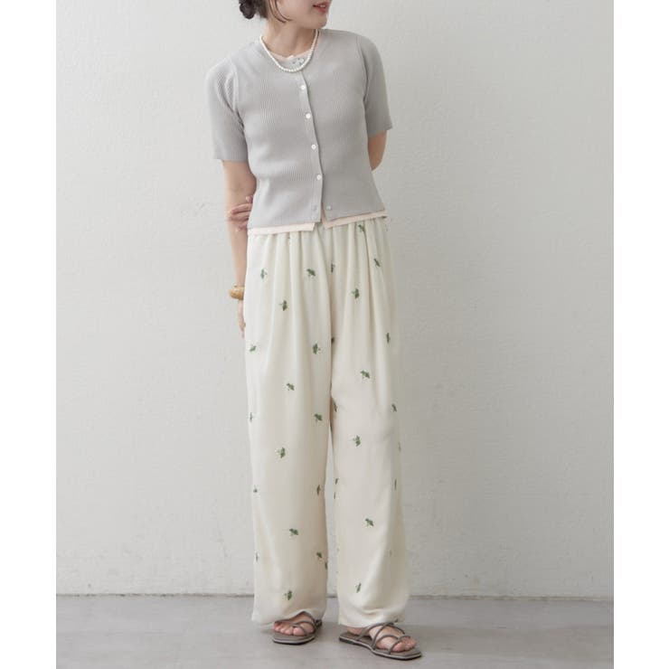 【セットアップ対応】花刺繍イージーパンツ | RMAF　NICE CLAUP / OLIVE des OLIVE | 詳細画像5 