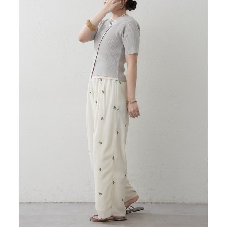 【セットアップ対応】花刺繍イージーパンツ | RMAF　NICE CLAUP / OLIVE des OLIVE | 詳細画像6 