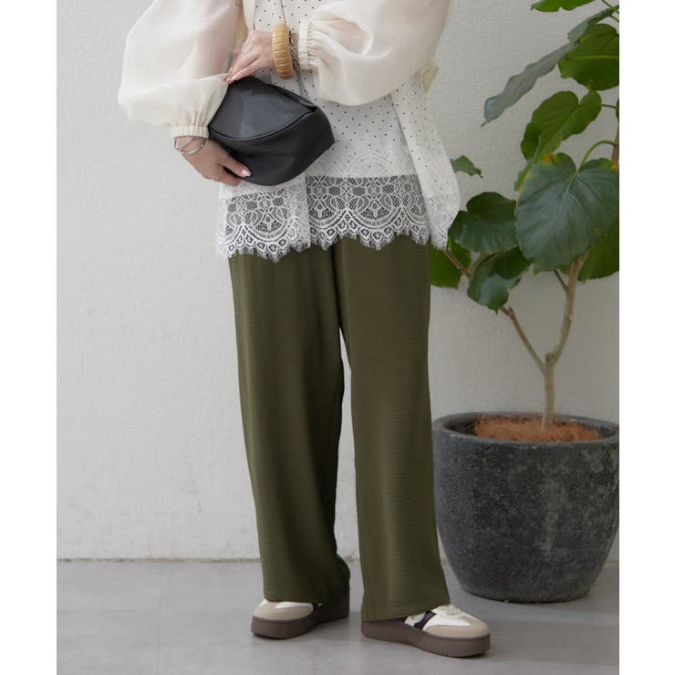 カーキ | ゆったりらくちん リラックスワイドパンツ | RMAF　NICE CLAUP / OLIVE des OLIVE