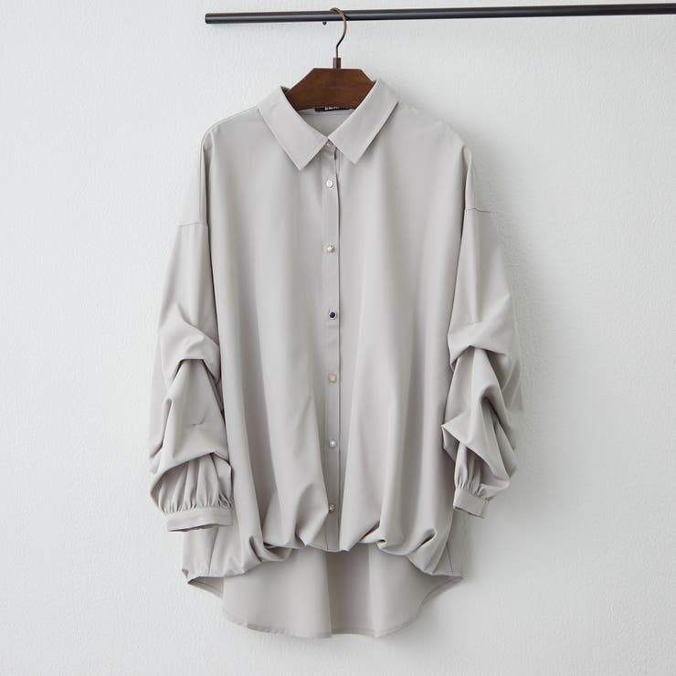 グレージュ | 段々袖タケノコタックブラウス | RMAF　NICE CLAUP / OLIVE des OLIVE