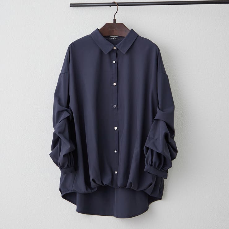 ネイビー | 段々袖タケノコタックブラウス | RMAF　NICE CLAUP / OLIVE des OLIVE