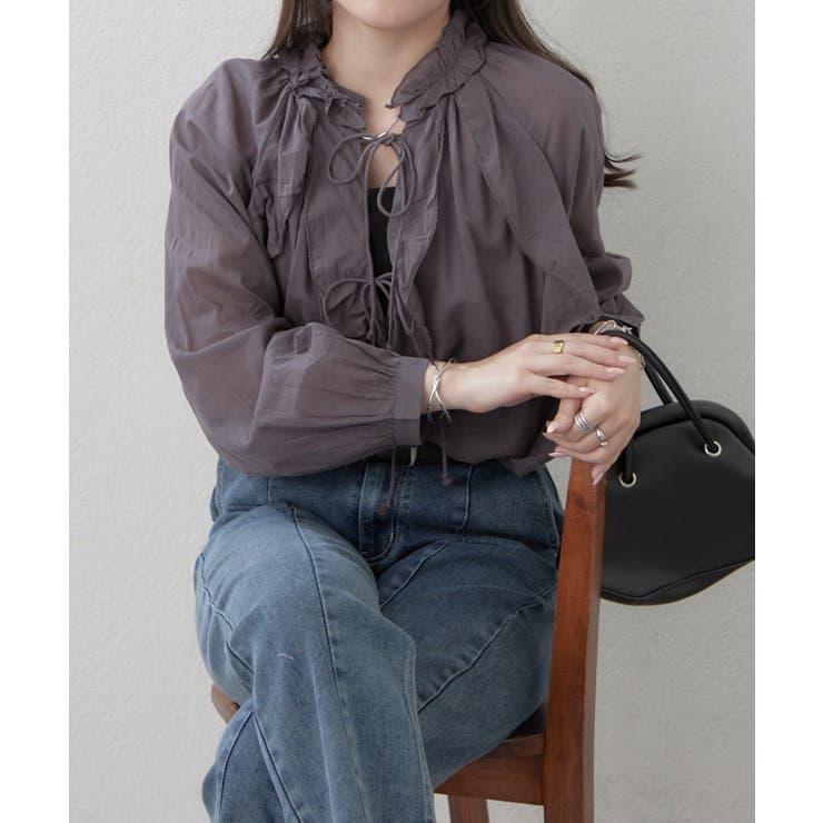 チャコール | フリルブラウス | RMAF　NICE CLAUP / OLIVE des OLIVE