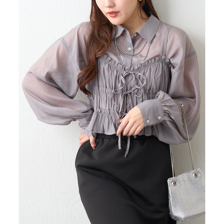 ビスチェ付きシアーラメブラウス | RMAF　NICE CLAUP / OLIVE des OLIVE | 詳細画像1 