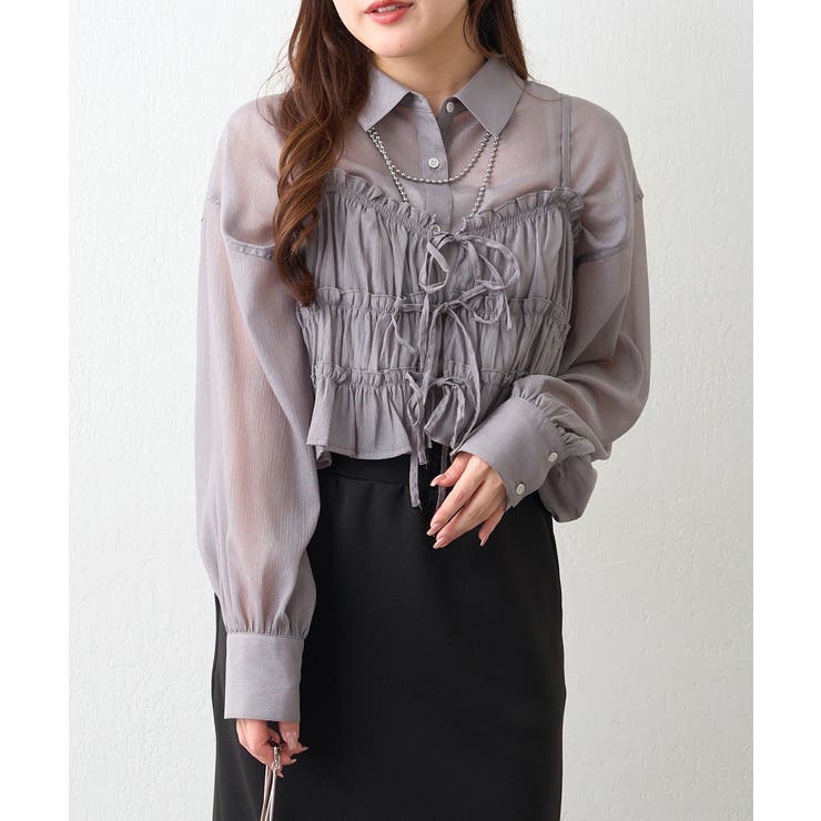 チャコール | ビスチェ付きシアーラメブラウス | RMAF　NICE CLAUP / OLIVE des OLIVE