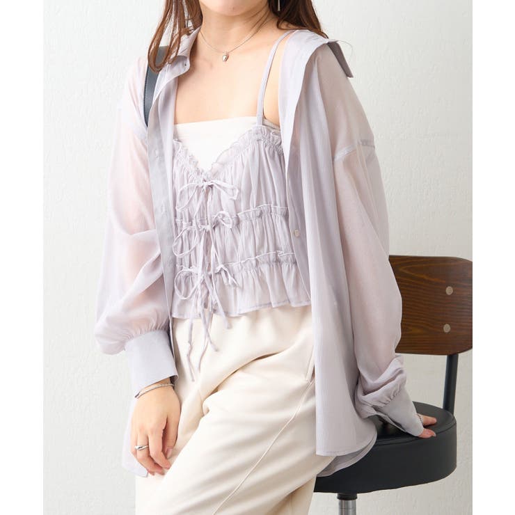 Lグレー | ビスチェ付きシアーラメブラウス | RMAF　NICE CLAUP / OLIVE des OLIVE