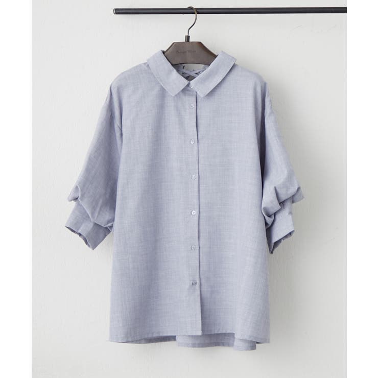 サックス | 【オフィスでも大活躍】6色展開 ボリューム袖ブラウス | RMAF　NICE CLAUP / OLIVE des OLIVE