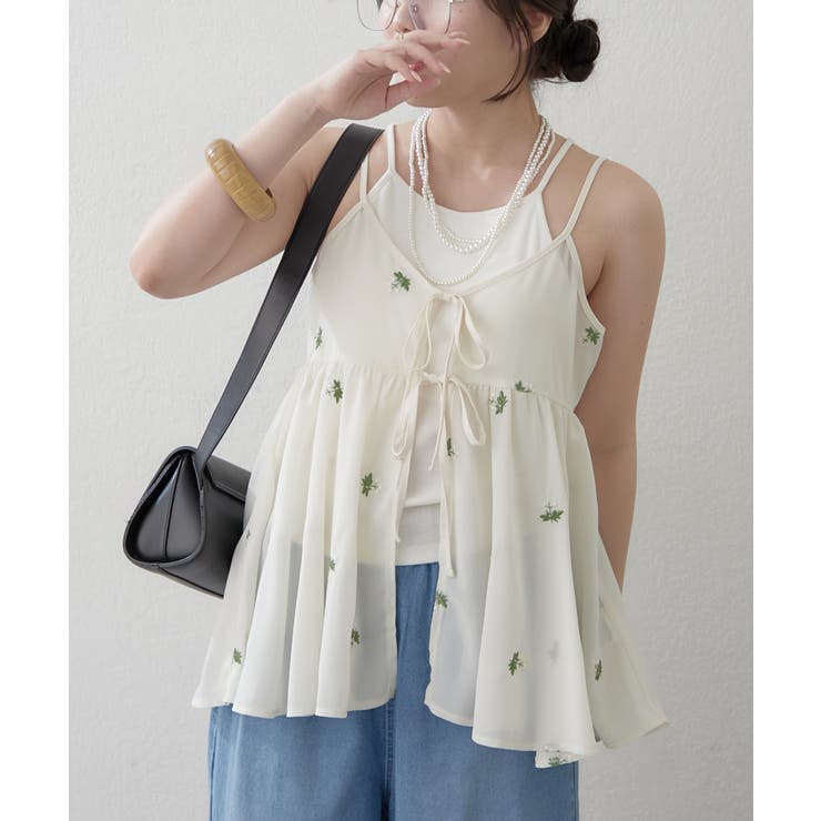 【セットアップ対応】花刺繍キャミチュニックブラウス | RMAF　NICE CLAUP / OLIVE des OLIVE | 詳細画像2 