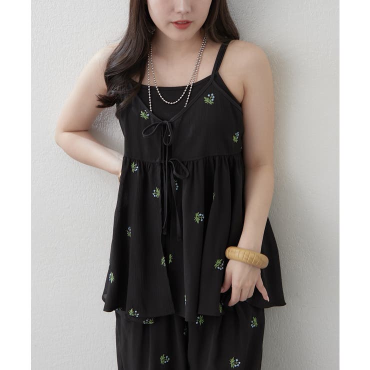 【セットアップ対応】花刺繍キャミチュニックブラウス | RMAF　NICE CLAUP / OLIVE des OLIVE | 詳細画像1 