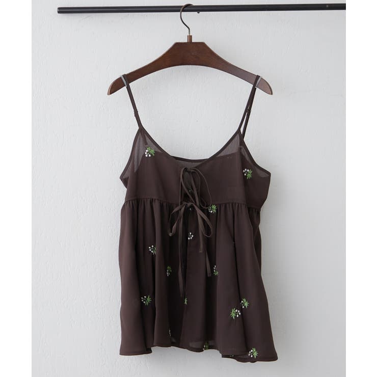ブラウン | 【セットアップ対応】花刺繍キャミチュニックブラウス | RMAF　NICE CLAUP / OLIVE des OLIVE
