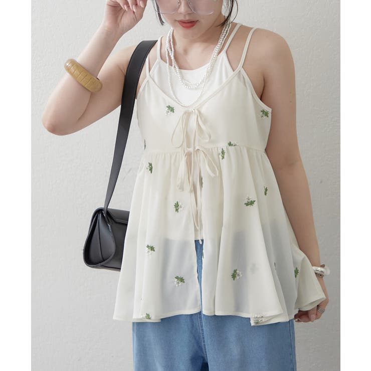 【セットアップ対応】花刺繍キャミチュニックブラウス | RMAF　NICE CLAUP / OLIVE des OLIVE | 詳細画像3 