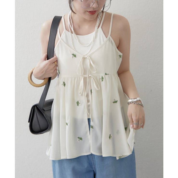 【セットアップ対応】花刺繍キャミチュニックブラウス | RMAF　NICE CLAUP / OLIVE des OLIVE | 詳細画像5 