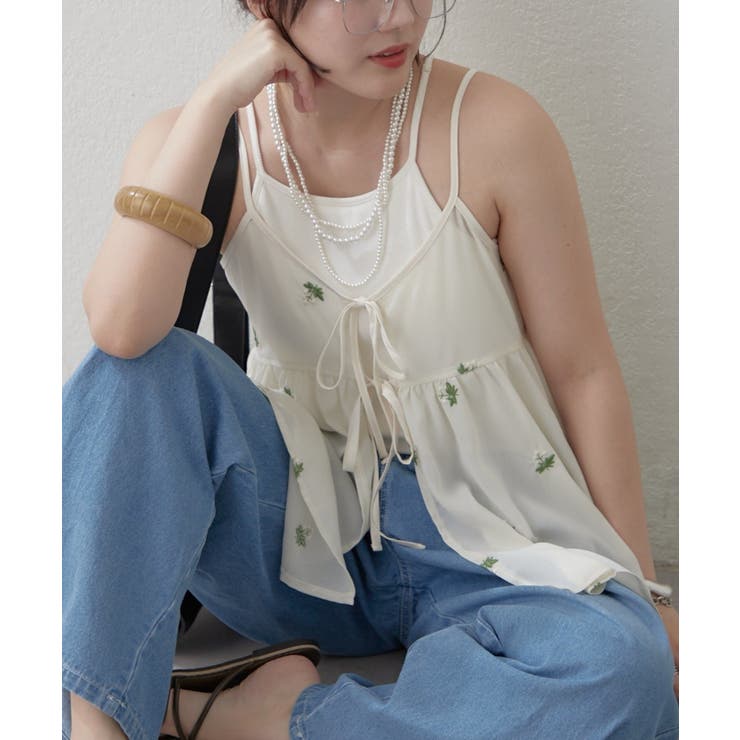 アイボリー | 【セットアップ対応】花刺繍キャミチュニックブラウス | RMAF　NICE CLAUP / OLIVE des OLIVE
