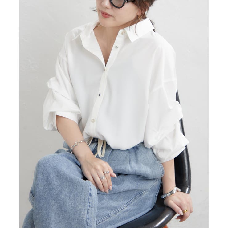 【オフィスコーデにも◎】5色展開 段々袖タケノコタックブラウス | RMAF　NICE CLAUP / OLIVE des OLIVE | 詳細画像8 