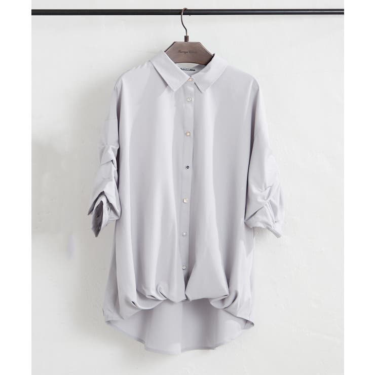 サックス | 【オフィスコーデにも◎】5色展開 段々袖タケノコタックブラウス | RMAF　NICE CLAUP / OLIVE des OLIVE