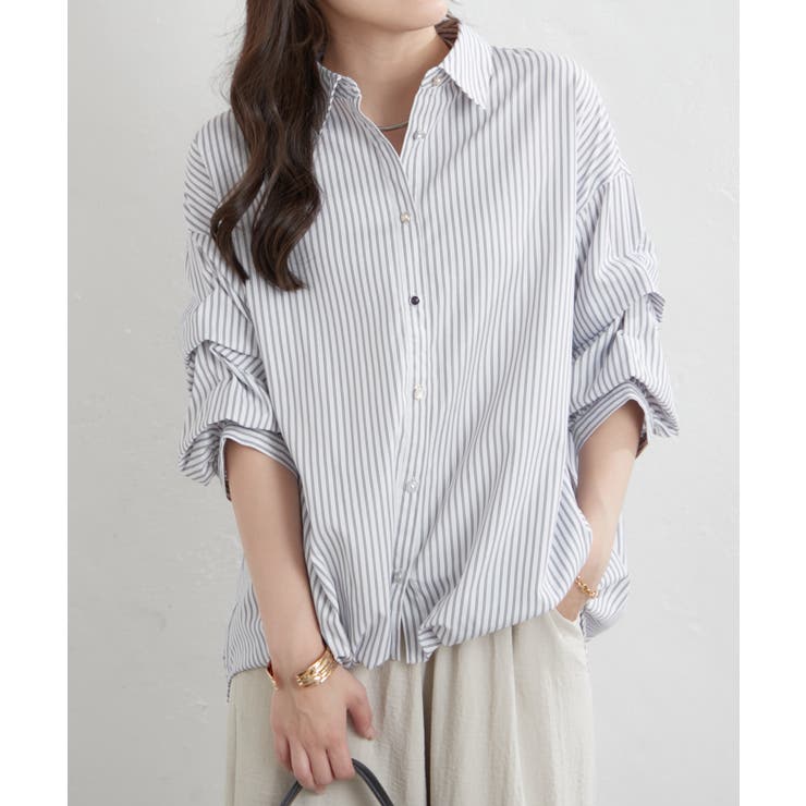 【オフィスコーデにも◎】5色展開 段々袖タケノコタックブラウス | RMAF　NICE CLAUP / OLIVE des OLIVE | 詳細画像3 