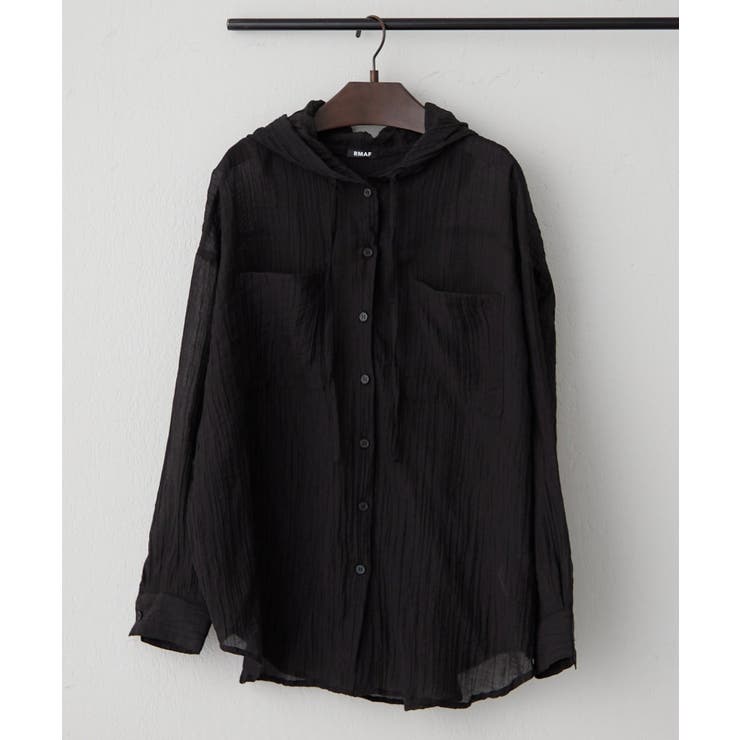 ブラック | フードシアーBIGシャツ | RMAF　NICE CLAUP / OLIVE des OLIVE