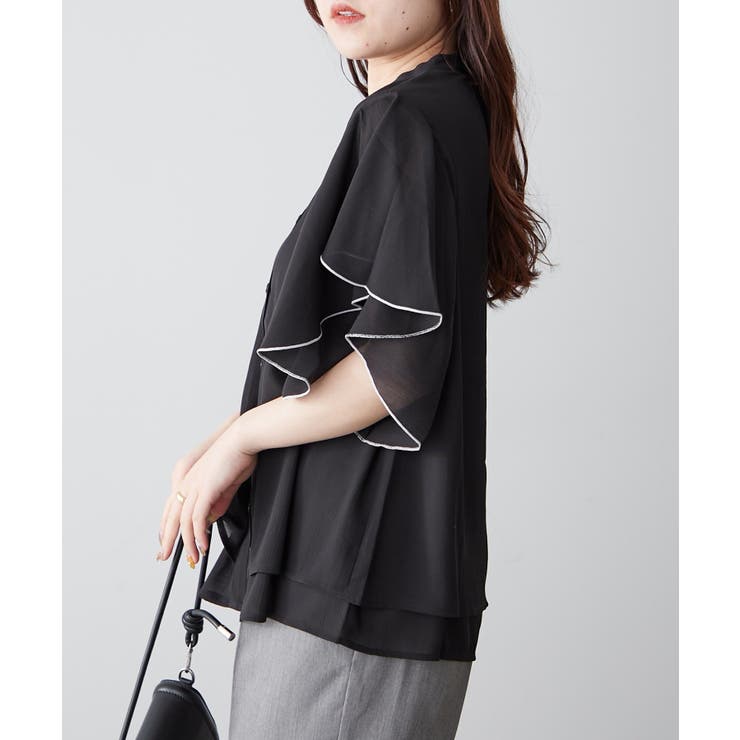 【Web限定】オフィスカジュアルにも♪袖フレアーバンドカラーブラウス | NICE CLAUP / OLIVE des OLIVE　OUTLET | 詳細画像1 