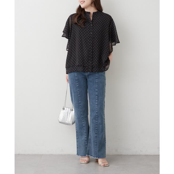 【Web限定】オフィスカジュアルにも♪袖フレアーバンドカラーブラウス | NICE CLAUP / OLIVE des OLIVE　OUTLET | 詳細画像7 
