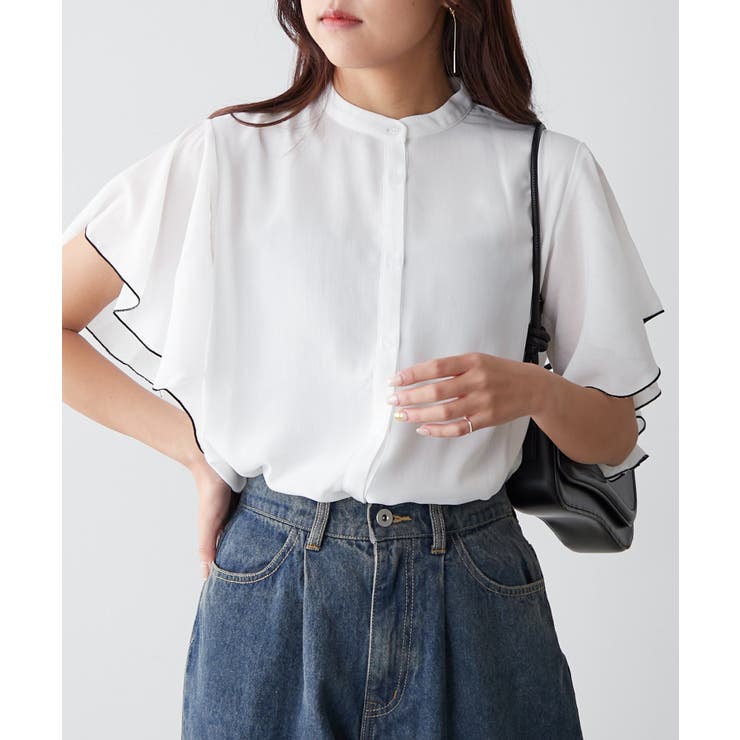【Web限定】オフィスカジュアルにも♪袖フレアーバンドカラーブラウス | NICE CLAUP / OLIVE des OLIVE　OUTLET | 詳細画像14 