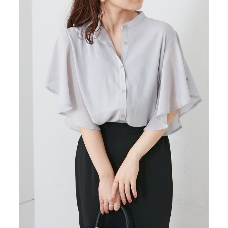 【Web限定】オフィスカジュアルにも♪袖フレアーバンドカラーブラウス | NICE CLAUP / OLIVE des OLIVE　OUTLET | 詳細画像20 
