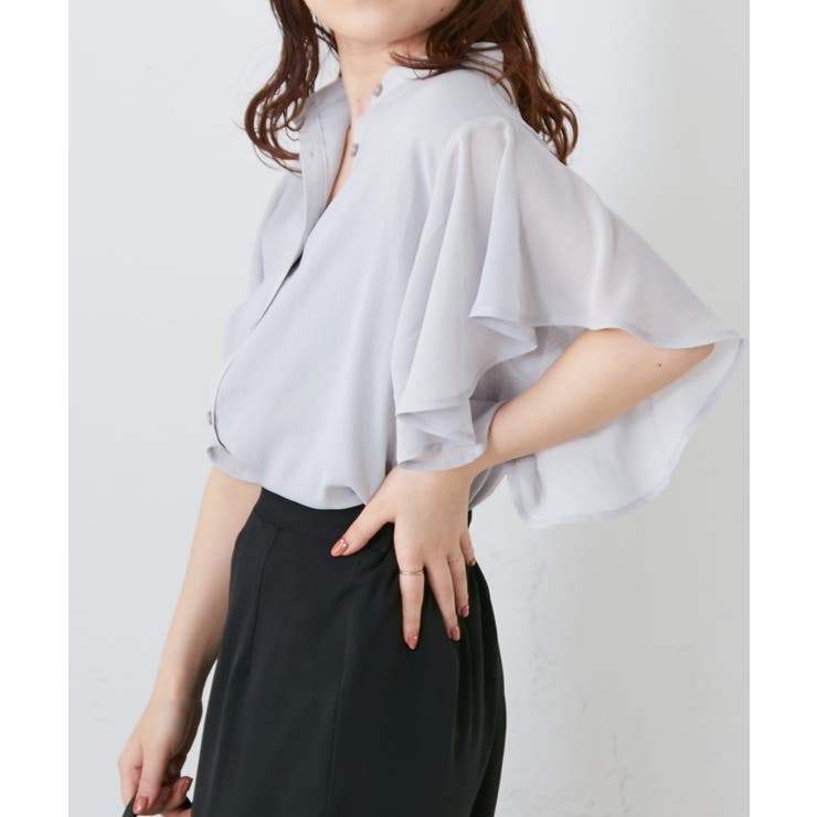 【Web限定】オフィスカジュアルにも♪袖フレアーバンドカラーブラウス | NICE CLAUP / OLIVE des OLIVE　OUTLET | 詳細画像21 