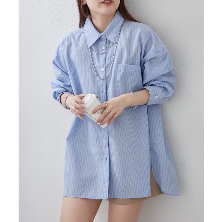 サックス | 春におすすめ♪ビッグストライプシャツ | NICE CLAUP / OLIVE des OLIVE　OUTLET