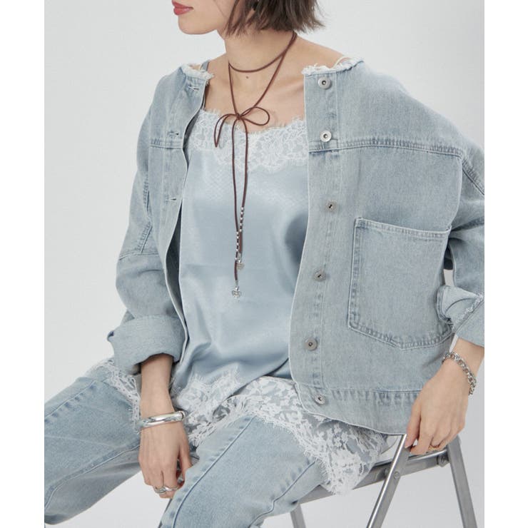 サックス | サテンレースキャミチュニック | RMAF　NICE CLAUP / OLIVE des OLIVE