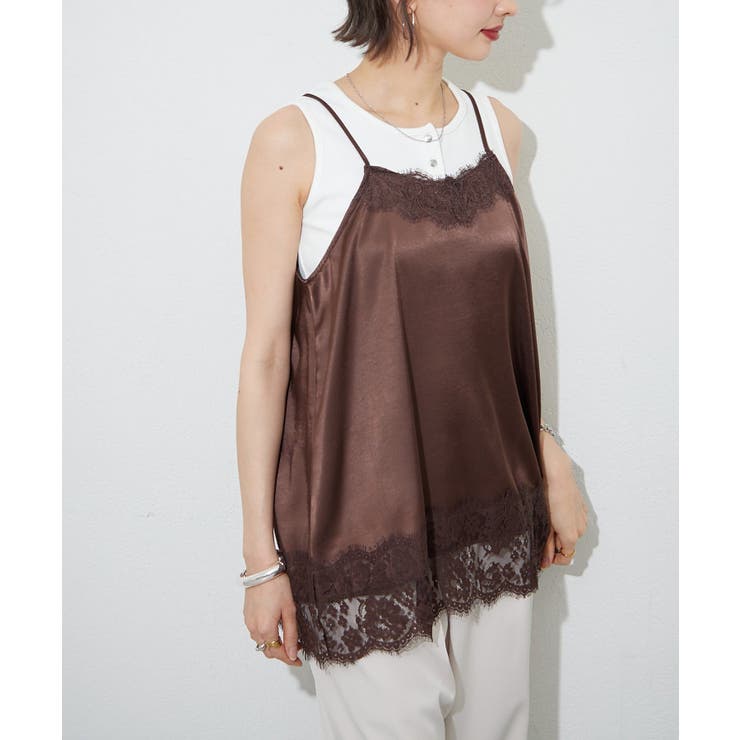 ブラウン | サテンレースキャミチュニック | RMAF　NICE CLAUP / OLIVE des OLIVE