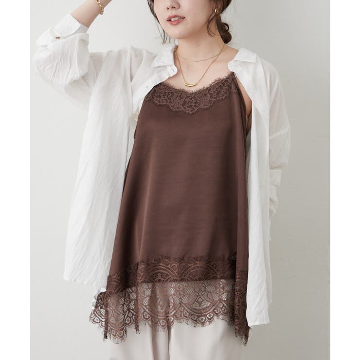 ダークブラウン | サテンレースキャミチュニック | RMAF　NICE CLAUP / OLIVE des OLIVE