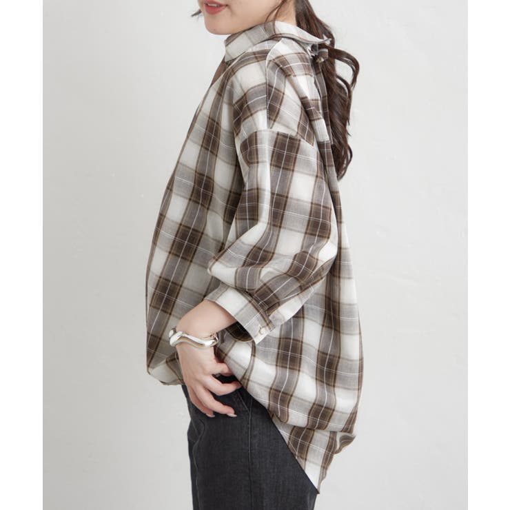 先染めチェックタケノコタックブラウス | RMAF　NICE CLAUP / OLIVE des OLIVE | 詳細画像7 