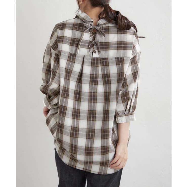 先染めチェックタケノコタックブラウス | RMAF　NICE CLAUP / OLIVE des OLIVE | 詳細画像8 