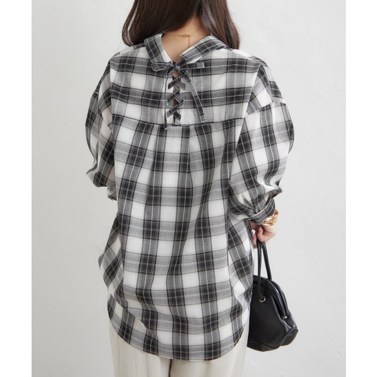 先染めチェックタケノコタックブラウス | RMAF　NICE CLAUP / OLIVE des OLIVE | 詳細画像12 